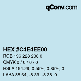 Farbcode: HEX #C4E4EE00 | qconv.com