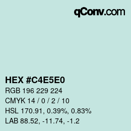 Color code: HEX #C4E5E0 | qconv.com