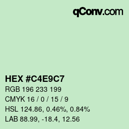 Color code: HEX #C4E9C7 | qconv.com