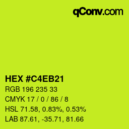 颜色代码: HEX #C4EB21 | qconv.com