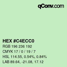 Color code: HEX #C4ECC0 | qconv.com