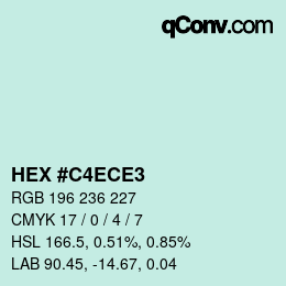 Color code: HEX #C4ECE3 | qconv.com