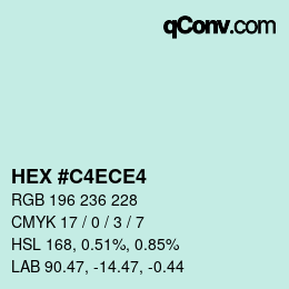 Color code: HEX #C4ECE4 | qconv.com