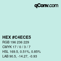 Código de color: HEX #C4ECE5 | qconv.com