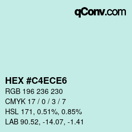 Color code: HEX #C4ECE6 | qconv.com