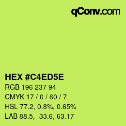 Code couleur: HEX #C4ED5E | qconv.com