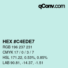 颜色代码: HEX #C4EDE7 | qconv.com
