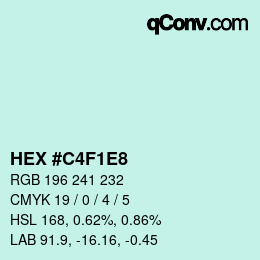 カラーコード: HEX #C4F1E8 | qconv.com