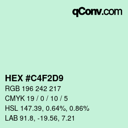 Color code: HEX #C4F2D9 | qconv.com