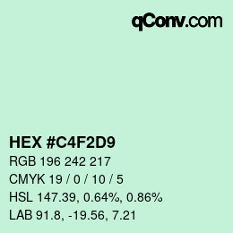 カラーコード: HEX #C4F2D9 | qconv.com
