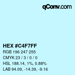 Color code: HEX #C4F7FF | qconv.com