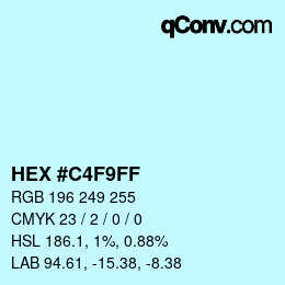 Color code: HEX #C4F9FF | qconv.com