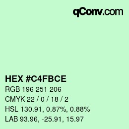 Color code: HEX #C4FBCE | qconv.com