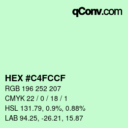カラーコード: HEX #C4FCCF | qconv.com
