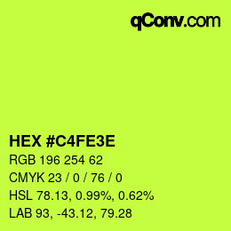 Color code: HEX #C4FE3E | qconv.com