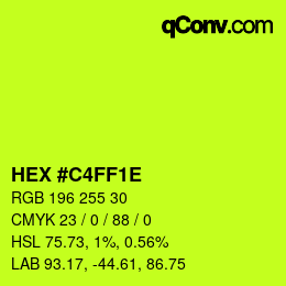 Color code: HEX #C4FF1E | qconv.com