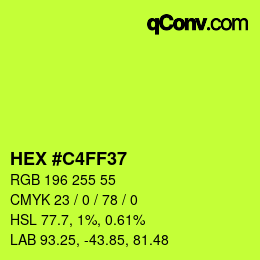 カラーコード: HEX #C4FF37 | qconv.com