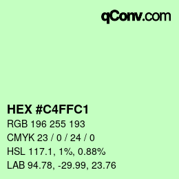 Color code: HEX #C4FFC1 | qconv.com