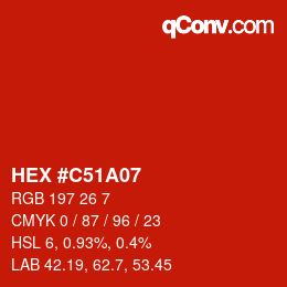 颜色代码: HEX #C51A07 | qconv.com