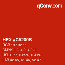 カラーコード: HEX #C5200B | qconv.com