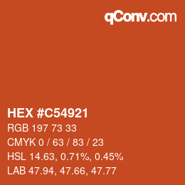颜色代码: HEX #C54921 | qconv.com