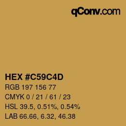 Color code: HEX #C59C4D | qconv.com