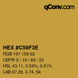 Color code: HEX #C59F3E | qconv.com