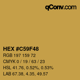 カラーコード: HEX #C59F48 | qconv.com