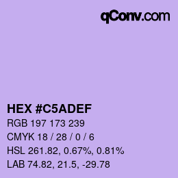 Color code: HEX #C5ADEF | qconv.com