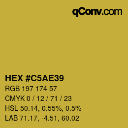 Code couleur: HEX #C5AE39 | qconv.com