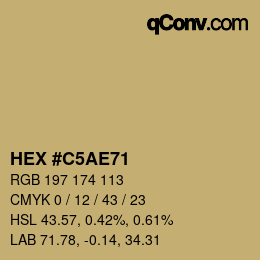 Code couleur: HEX #C5AE71 | qconv.com
