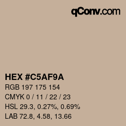 Color code: HEX #C5AF9A | qconv.com