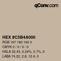 Code couleur: HEX #C5B4A000 | qconv.com