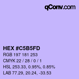 颜色代码: HEX #C5B5FD | qconv.com