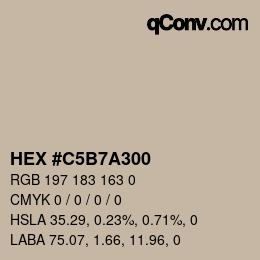 颜色代码: HEX #C5B7A300 | qconv.com