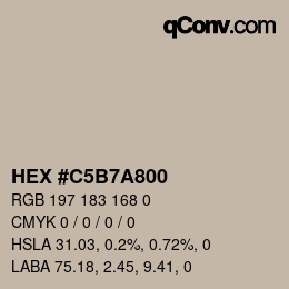 Color code: HEX #C5B7A800 | qconv.com