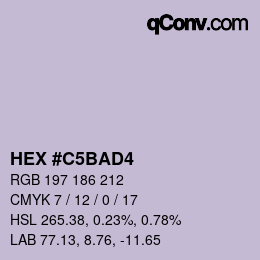 颜色代码: HEX #C5BAD4 | qconv.com