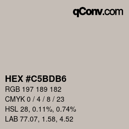 Color code: HEX #C5BDB6 | qconv.com