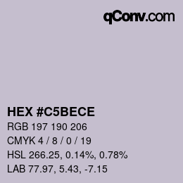 Color code: HEX #C5BECE | qconv.com