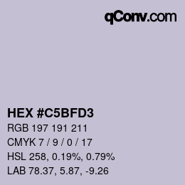 カラーコード: HEX #C5BFD3 | qconv.com