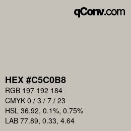 Color code: HEX #C5C0B8 | qconv.com