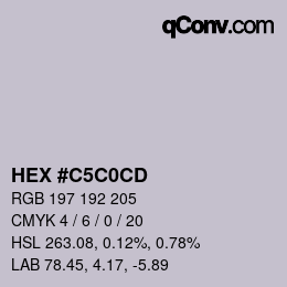 カラーコード: HEX #C5C0CD | qconv.com