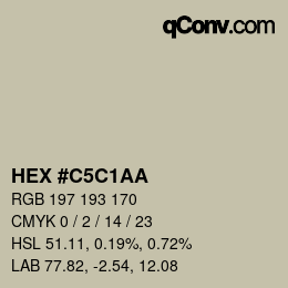 Código de color: HEX #C5C1AA | qconv.com