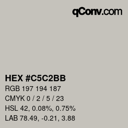 カラーコード: HEX #C5C2BB | qconv.com
