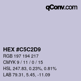 Color code: HEX #C5C2D9 | qconv.com