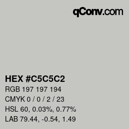 Color code: HEX #C5C5C2 | qconv.com