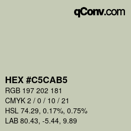 颜色代码: HEX #C5CAB5 | qconv.com