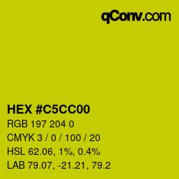颜色代码: HEX #C5CC00 | qconv.com