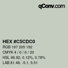 カラーコード: HEX #C5CDC0 | qconv.com