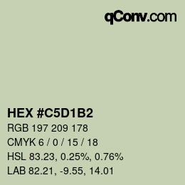 Code couleur: HEX #C5D1B2 | qconv.com